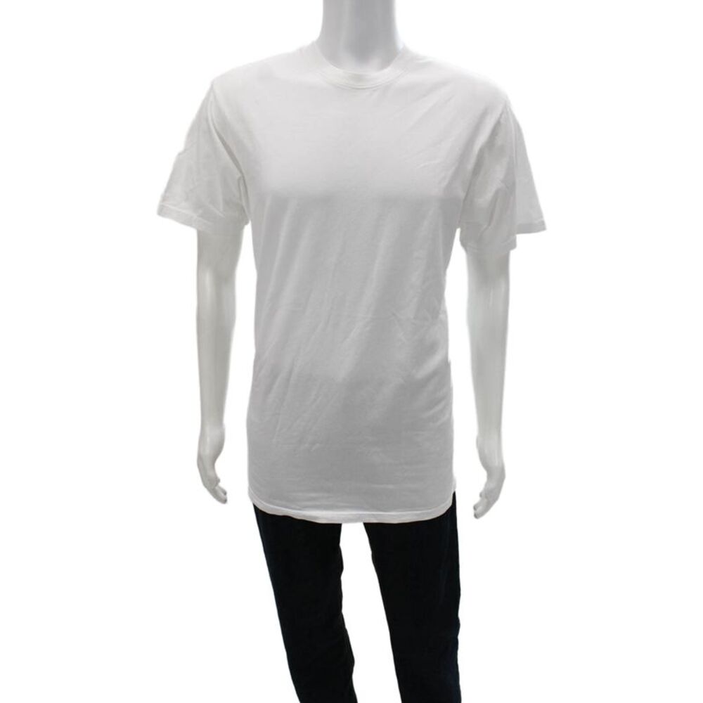 Talentless Mens Basic White Cotton Crew Neck Short Sleeve T-Shirt Size L